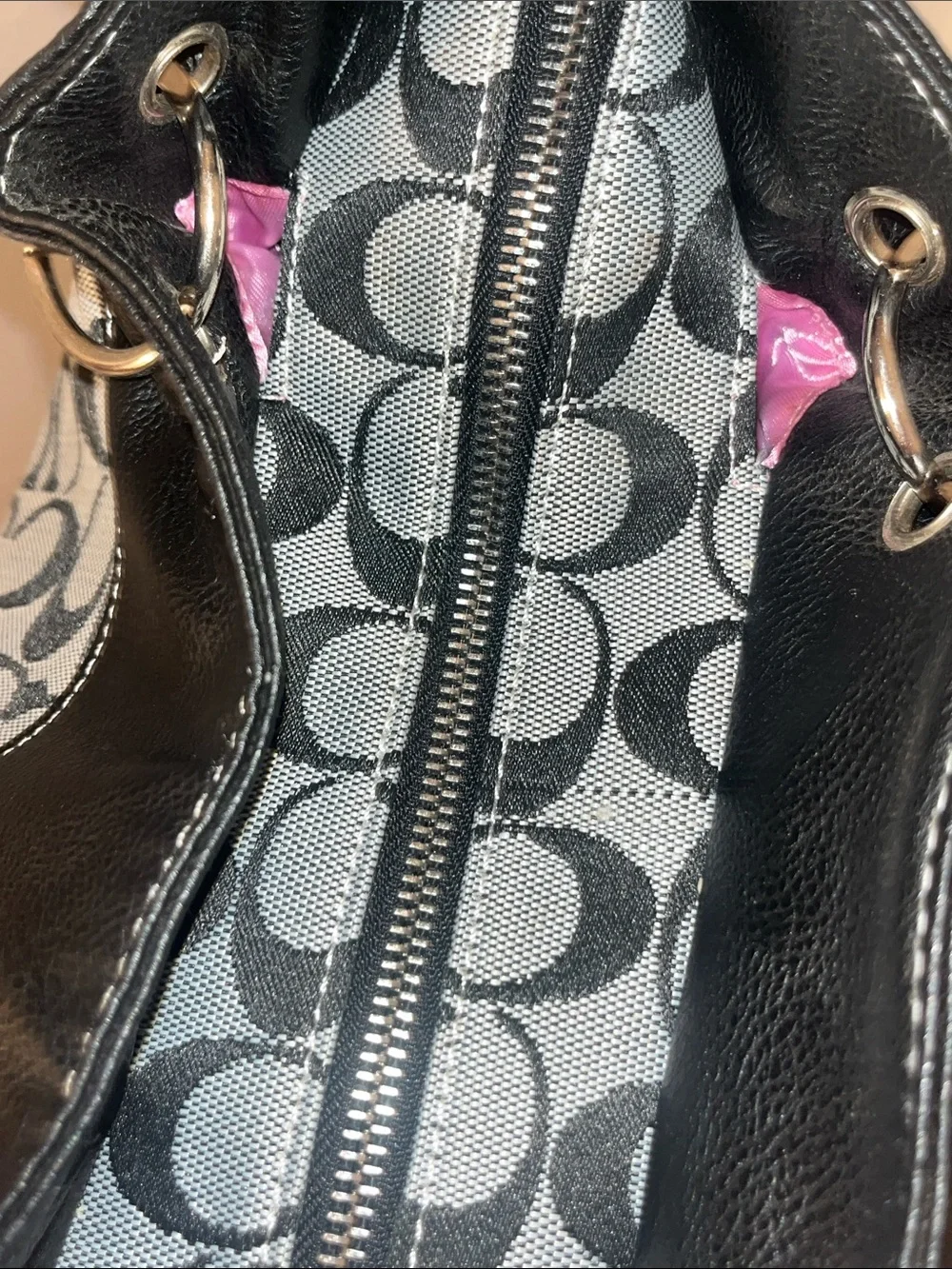 Coach Black and Gray Signature Tote